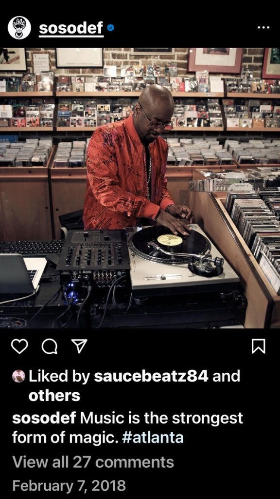 Colors Black and Red: djing at a record store. Producer Jermaine
Dupri