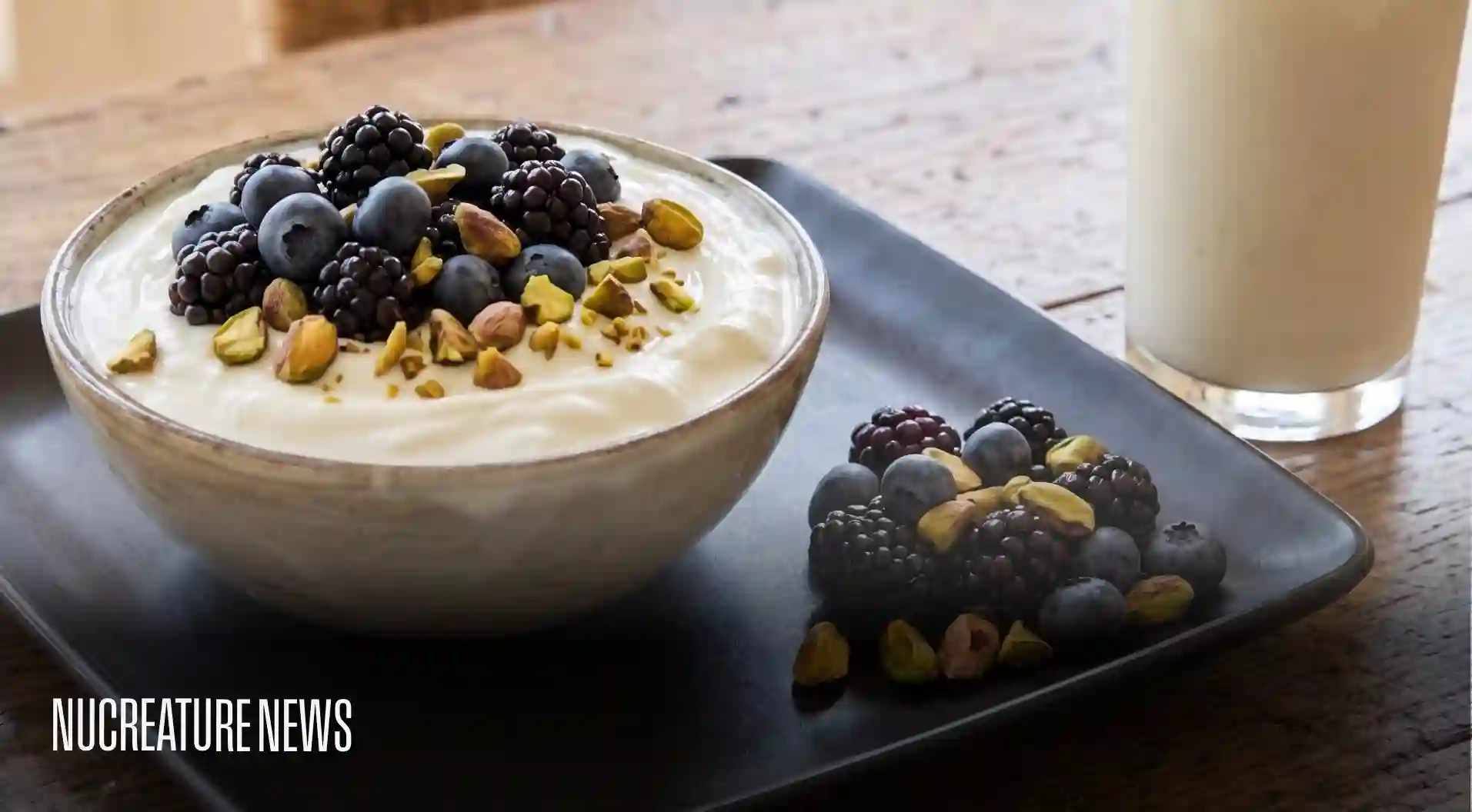 Heart-Healthy Foods: Greek Yogurt in a bowl with blueberries and blackberries on top