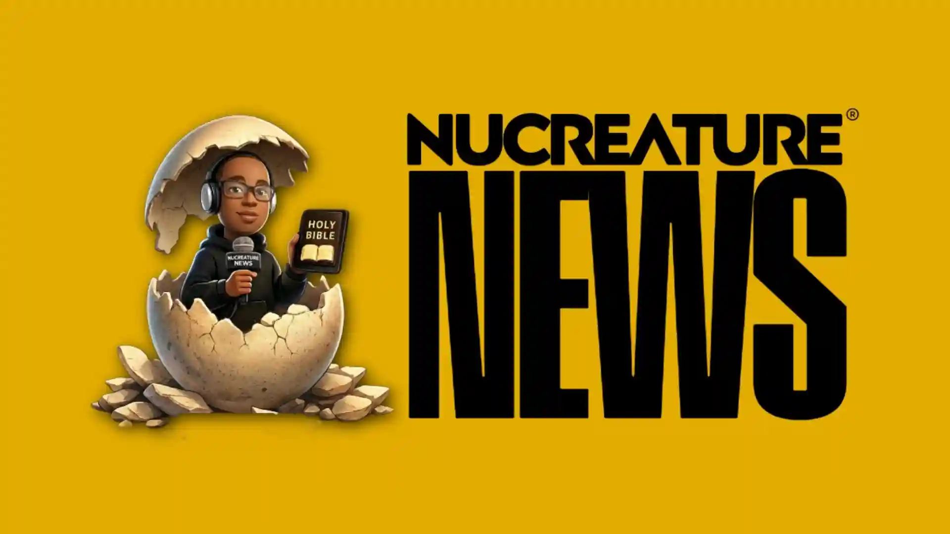 NuCreature News Logo with man coming out of an egg shell.