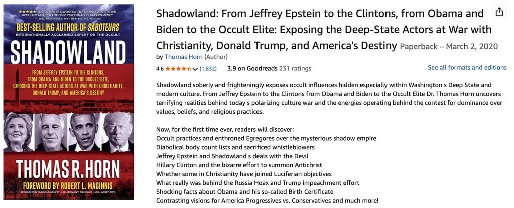 Shadowland: From Jeffrey Epstein to the Clintons, from Obama and Biden to the Occult Elite: Exposed Book
